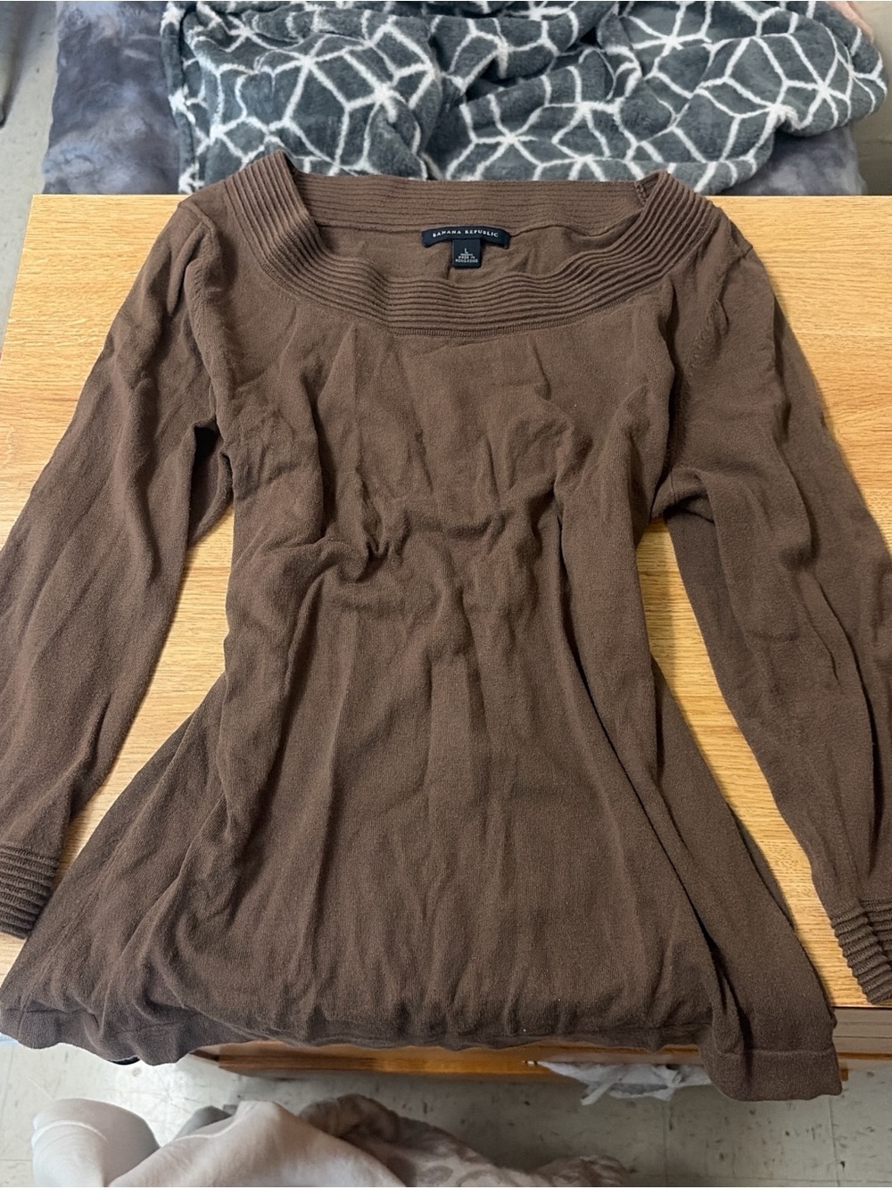 Banana Republic Brown Square Neck Long Sleeve Top